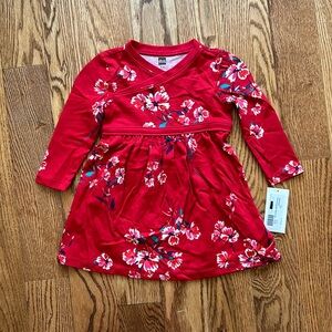 NWT - tea collection - red floral dress 9-12m